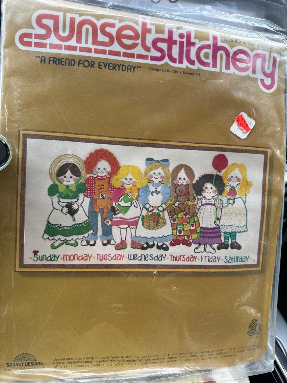 Sunset Stitchery "A Friend for Everyday" Embroidery Panel in Gold